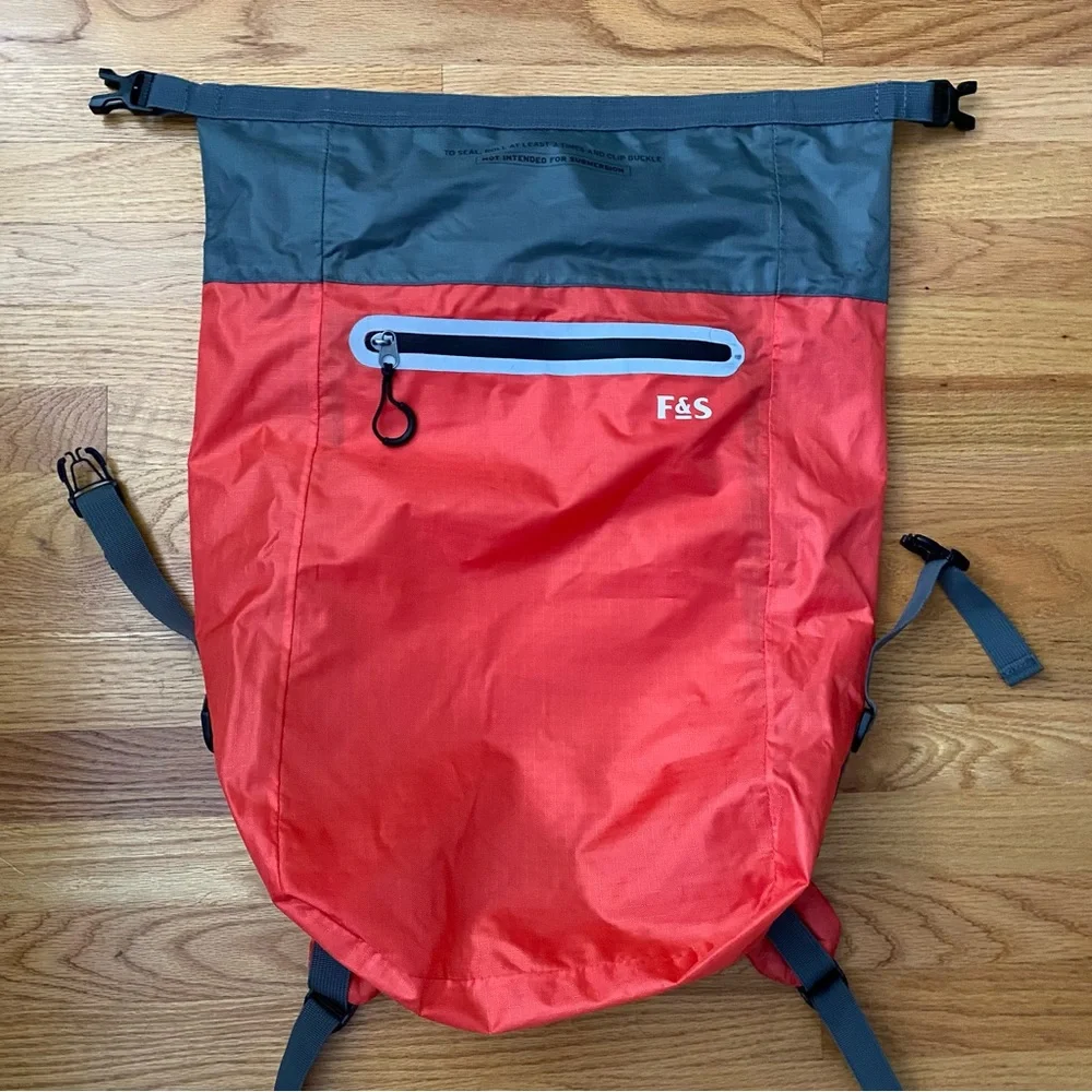 Field & Stream 30L Backpack Hiking Red Water Resistant Roll Top